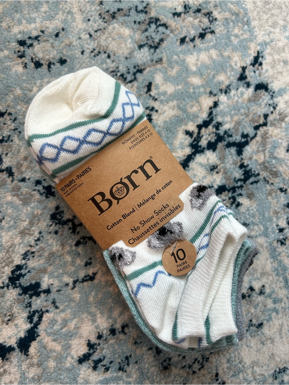 Born Patterned No-Show Socks